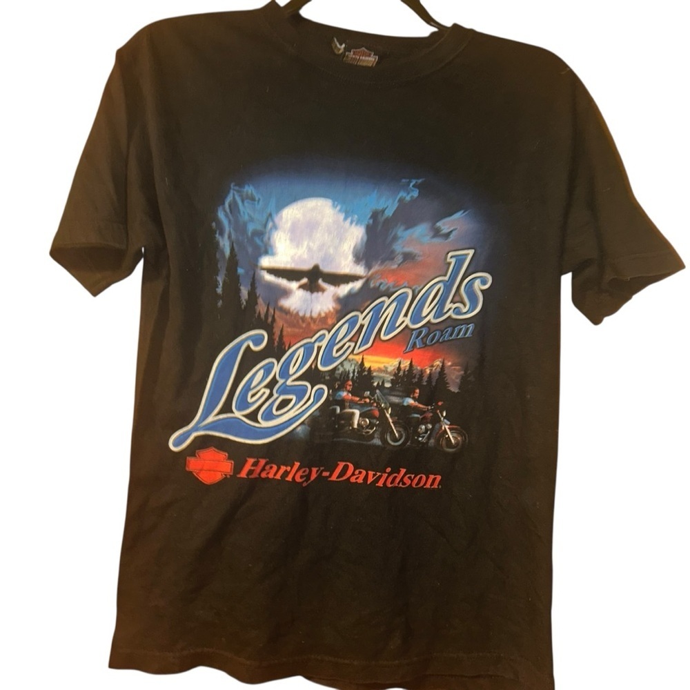 Vintage Harley Davidson Legends Roam
Black Tshirt Tee Elkridge Maryland Size M